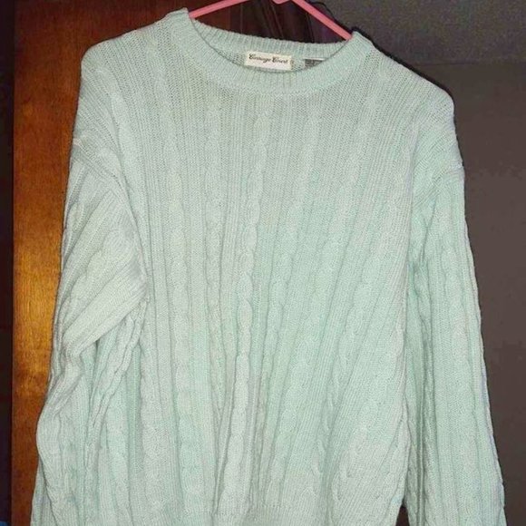 Carriage Court Sweaters Vintage Carriage Court Ladies Size Large Mint Green Cable Knit